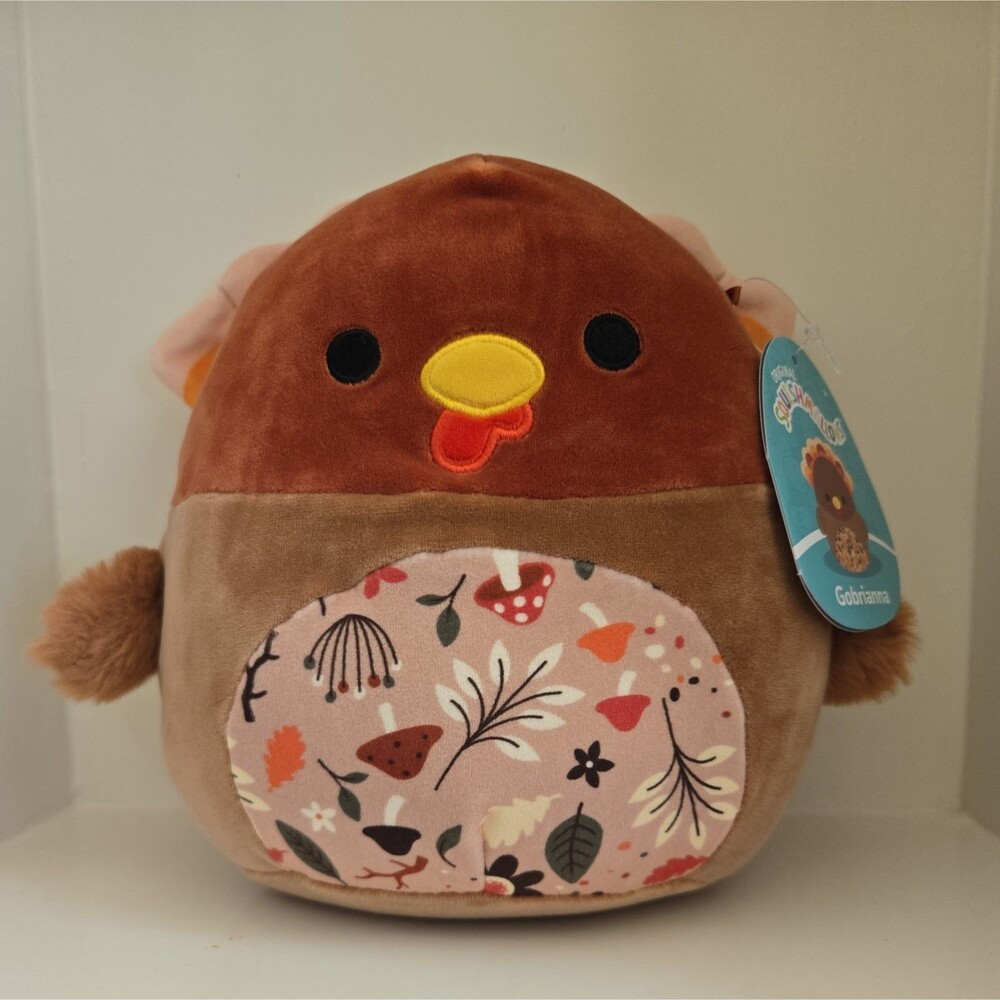 Squishmallows Gobrianna Turkey 8" Harvest Squad Floral Belly Thanksgiving NWT